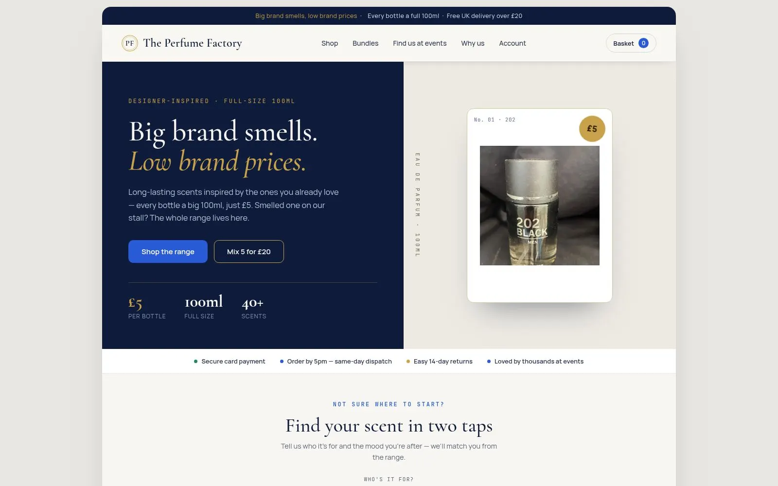 The Perfume Factory - homepage screenshot